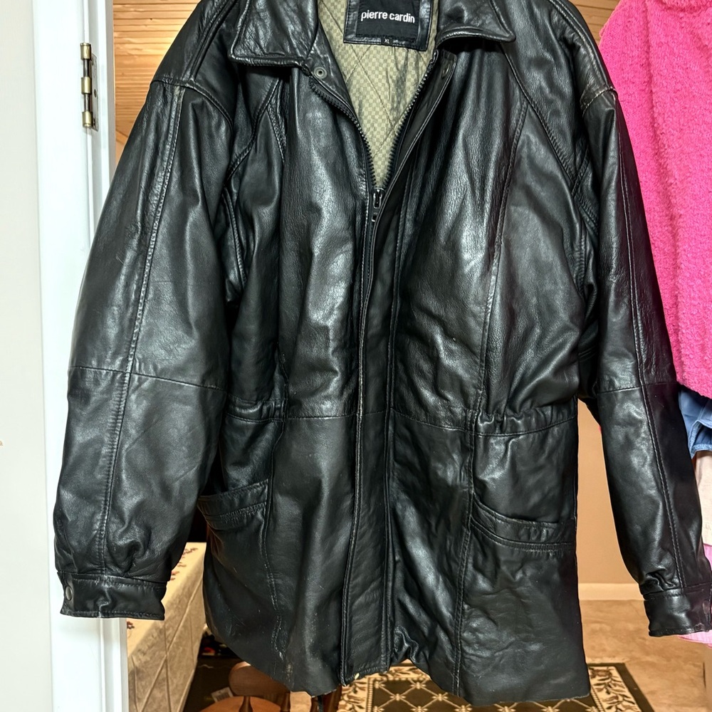 Pierre Cardin Black Leather Jacket for Men Vintage